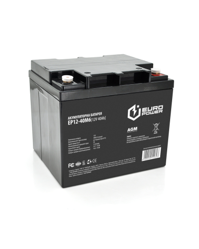 Аккумуляторная батарея EUROPOWER AGM EP12-40M6 12 V 40Ah (196 x 165 x 173),12.1 kg Black Q1/96