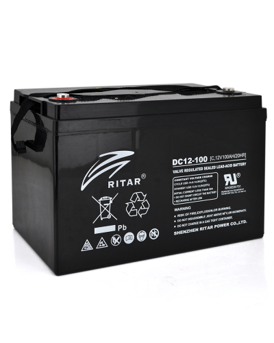 Аккумуляторная батарея CARBON RITAR DC12-100C, Black Case, 12V 100.0Ah, 2000-5000 циклов, до 15 лет срок службы, (355*250*260), 29 kg Q1