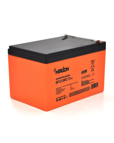 Аккумуляторная батарея MERLION AGM GP12120F2 PREMIUM 12 V 12 Ah ( 150 x 98 x 95 (100) ), 3 kg Orange Q6