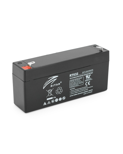 Аккумуляторная батарея AGM RITAR RT632, Gray/Black Case, 6V 3.2Ah ( 134х35х60 (66) ),0.65 kg Q10