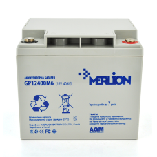 Аккумуляторная батарея MERLION AGM GP12400M6 12 V 40 Ah ( 196 x 165 x 175 ), 11.9 kg, Grey, Q1/96