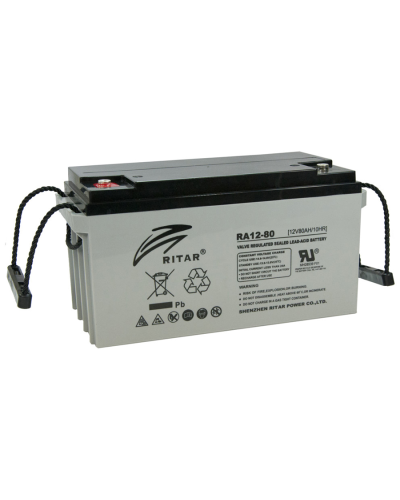 Аккумуляторная батарея AGM RITAR DC12-80, Gray Case, 12V 80Ah ( 350 x 167 x 182 ), 22.9 kg Q1
