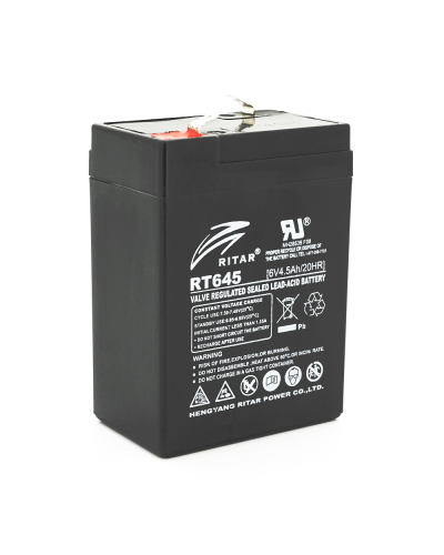 Аккумуляторная батарея AGM RITAR RT645, Black Case, 6V 4.5Ah ( 70х47х99 (105) ), 0.864kg Q20