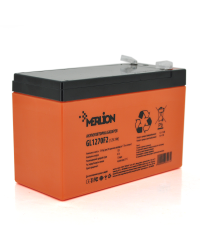 Аккумуляторная батарея MERLION GL1270F2 12 V 7Ah ( 150 x 65 x 95 (100) , 2.1kg Orange Q10/480