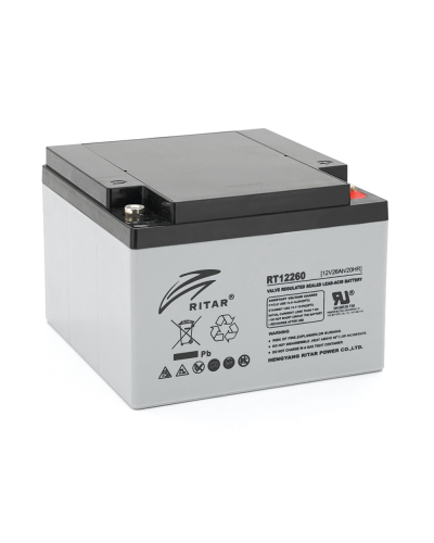 Аккумуляторная батарея AGM RITAR RT12260, Gray Case, 12V 26.0Ah (166 х 178 х125 ) Q1