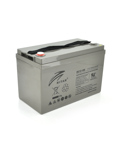 Аккумуляторная батарея AGM RITAR DC12-100, Gray Case, 12V 100Ah ( 328 x 172 x 215 (220), 30.4 kg Q1/36