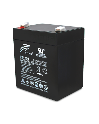 Аккумуляторная батарея AGM RITAR RT1250B, Black Case, 12V 5.0Ah ( 90 х70 х 101 (107) ), 1.42 kg Q10