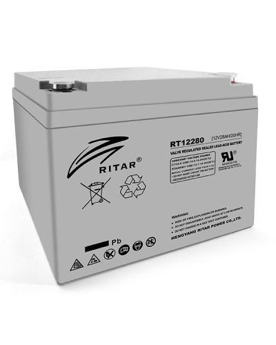 Аккумуляторная батарея AGM RITAR RT12280 M5, Gray Case, 12V 28Ah ( 166 х178 х125 ) Q4