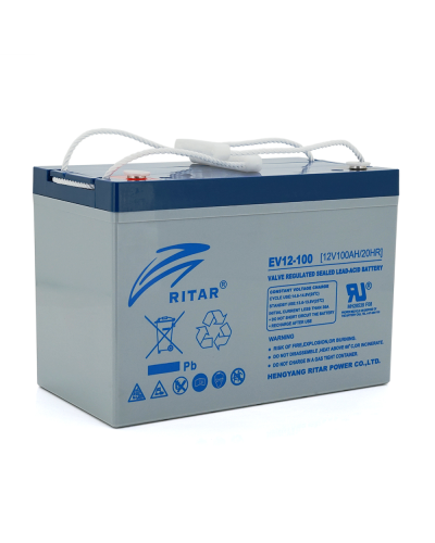 Тяговый аккумулятор RITAR EV12-100,12V 100Ah, M8 ( 328 х 172 х 215(220) ),29kg Q1