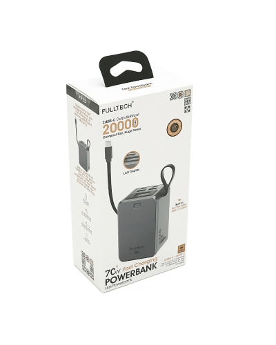 PowerBank FULLTECH FP33 20000mAh, 70W, Input:(Type-C), Output:(USB,2*Type-C), индикация заряда, 0,430kg, Gray, Box