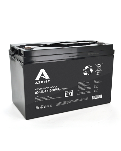 Аккумулятор AZBIST Super GEL ASGEL-121000M8, Black Case, 12V 100.0Ah ( 329 x 172 x 215 ), 31kg Q1/36