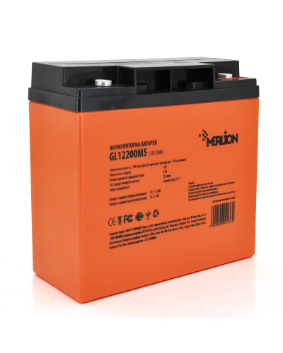 Аккумуляторная батарея MERLION GL12200M5 12 V 20 Ah ( 180 x 78 x 165 (168) ), 5,4 kg Orange Q4