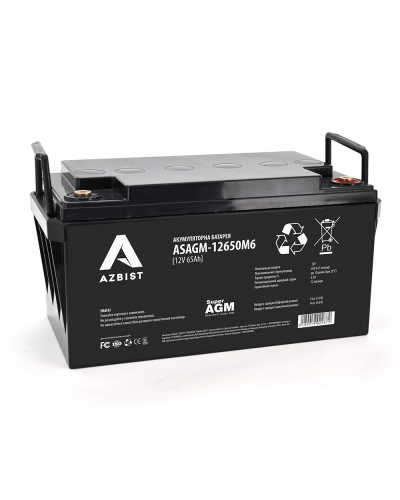 Аккумулятор AZBIST Super AGM ASAGM-12650M6, Black Case, 12V 65.0Ah ( 348 х 168 х 178 ), 19kgQ1/48