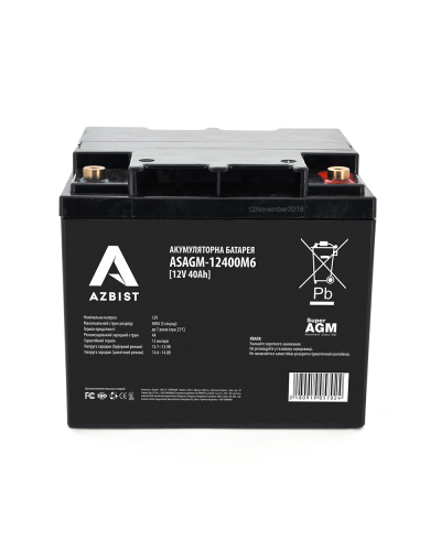 Аккумулятор AZBIST Super AGM ASAGM-12400M6, Black Case, 12V 40.0Ah (198x166x171), 13kg Q1