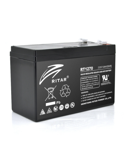 Аккумуляторная батарея AGM RITAR RT1270B, Black Case, 12V 7.0Ah ( 151 х 65 х 94 (100) ), 1.9 kg Q10