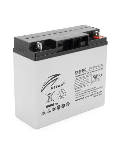 Аккумуляторная батарея AGM RITAR RT12200, L5, Gray Case, 12V 20.0Ah ( 181 х 77 х 167 ) Q4