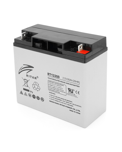 Аккумуляторная батарея AGM RITAR RT12200, L5, Gray Case, 12V 20.0Ah ( 181 х 77 х 167 ) Q4