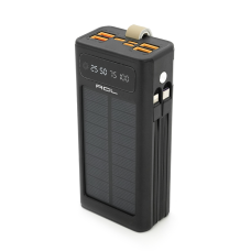 Powerbank ACL PW-90 30000mAh, SOLAR, Кабеля TypeC + Lighting, 0,72kg, Black, Box