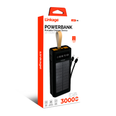 Power bank Linkage LKP-46, Solar 30000mAh, 22.5W, Кабеля Туре-С+Lighting, 0.70 kg, Black, Box