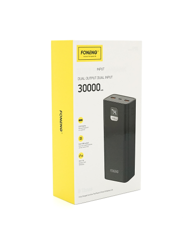 Power Bank FONENG P55 30000mAh, 2*USB+Tepe-C, Black, 0.580kg, Box