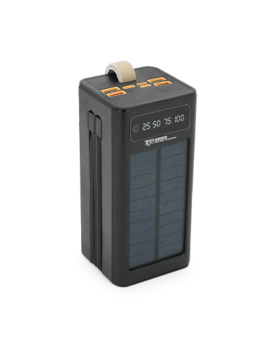 Powerbank 7GO GPW-01 50000mAh, Solar,PD22.5W, Li-pol, LCD Display, Вход:Type-C, Выходы: 2xUSB Type-C, 4xUSB Type-A, кабеля T-C/Ligh, 1,080, Black, Box