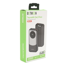 Power bank BETWEEN BTW-P6 20000mAh, 22.5W, 2 кабеля: Type-C+Lighting, Black, 490g, Box