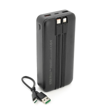Power bank BETWEEN BTW-P6 20000mAh, 22.5W, 2 кабеля: Type-C+Lighting, Black, 490g, Box