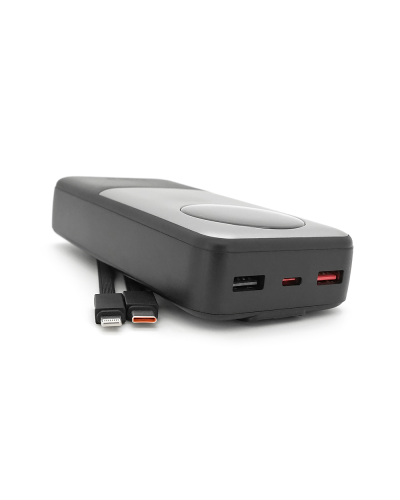 Power bank BETWEEN BTW-P6 20000mAh, 22.5W, 2 кабеля: Type-C+Lighting, Black, 490g, Box
