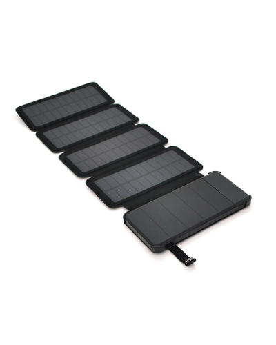 Power bank 12000 mAh Solar, (5V/200mA), 2xUSB, 5V/1A/2.1A, USB <-> microUSB, ударо защищеный прорезиненный корпус, Black, Corton BOX