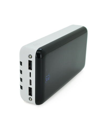 PowerBank Bix-30000mAh, Input:MicroUSB+Type-C, Output:4USB/Type-C/MicroUSB/Lightning, QC22.5W/PD20W, White