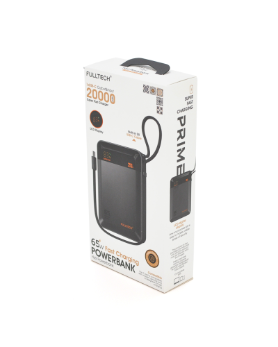 PowerBank FULLTECH PRIME FP42 20000mAh, PD65W+22.5W, Input:(Type-C), Output:(USB,2*Type-C), индикация заряда, 0,440kg, Black, Box