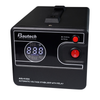 Стабилизатор напряжения релейный Bautech AVS-R500VA/300W однофазный, напольного монтажа, LED дисплей, диапазон 150-270V, AC230±8%, 140x118x220мм