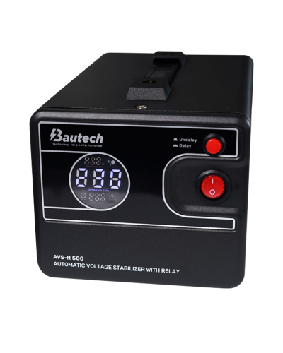Стабилизатор напряжения релейный Bautech AVS-R500VA/300W однофазный, напольного монтажа, LED дисплей, диапазон 150-270V, AC230±8%, 140x118x220мм