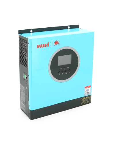 Гибридный инвертор MUST PV18-3524ECO, 3500W, 24V, ток заряда 60A, 160-275V, MPPT (100А, 60-360 Vdc), 367,4x254,5x103 мм. 5.5 кг.